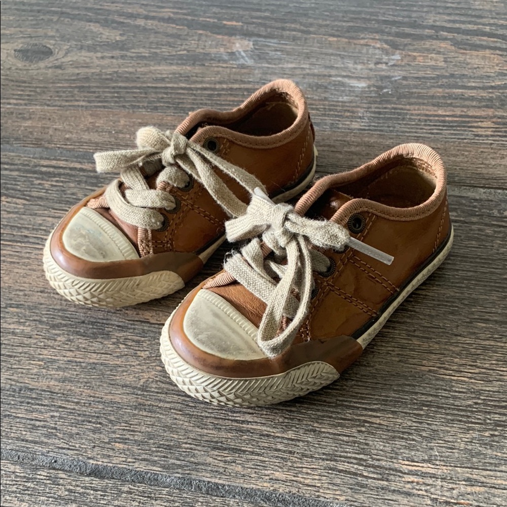 Frye Baby Distressed Brown Leather Sneakers